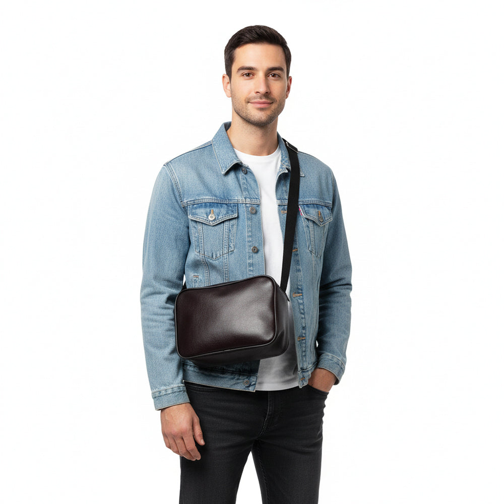 Sac Bandoulière Urbain en Simili Cuir Rouge terre brûlée 31017