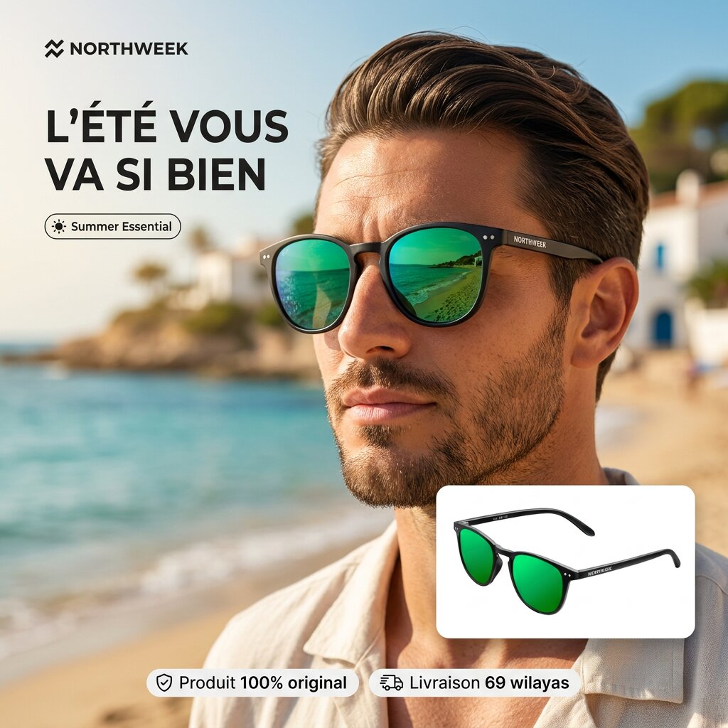 Northweek Wall Matte Black  Green Polarized Sunglasses NDW100001